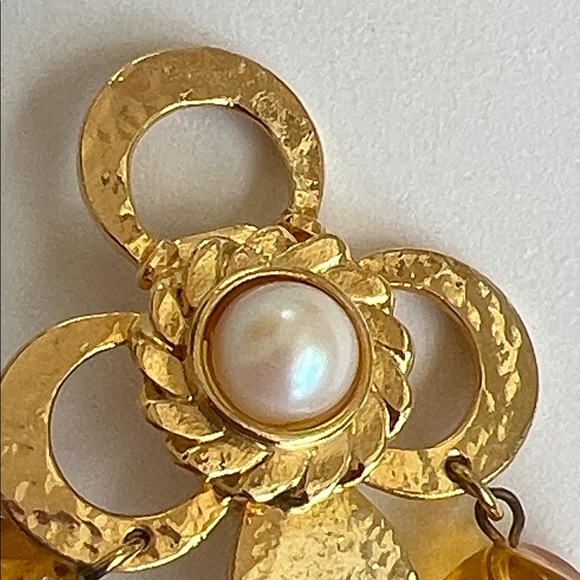 Craft Gold and Amber Dangle Earrings - Picture 5 of 5